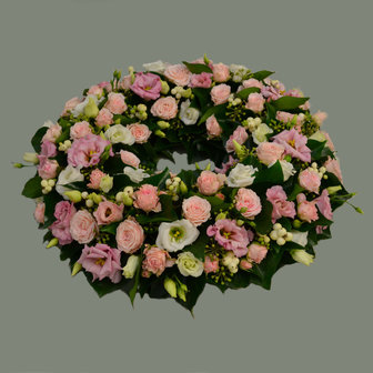 Rouwkransje wit-roze (&Oslash; 40cm)